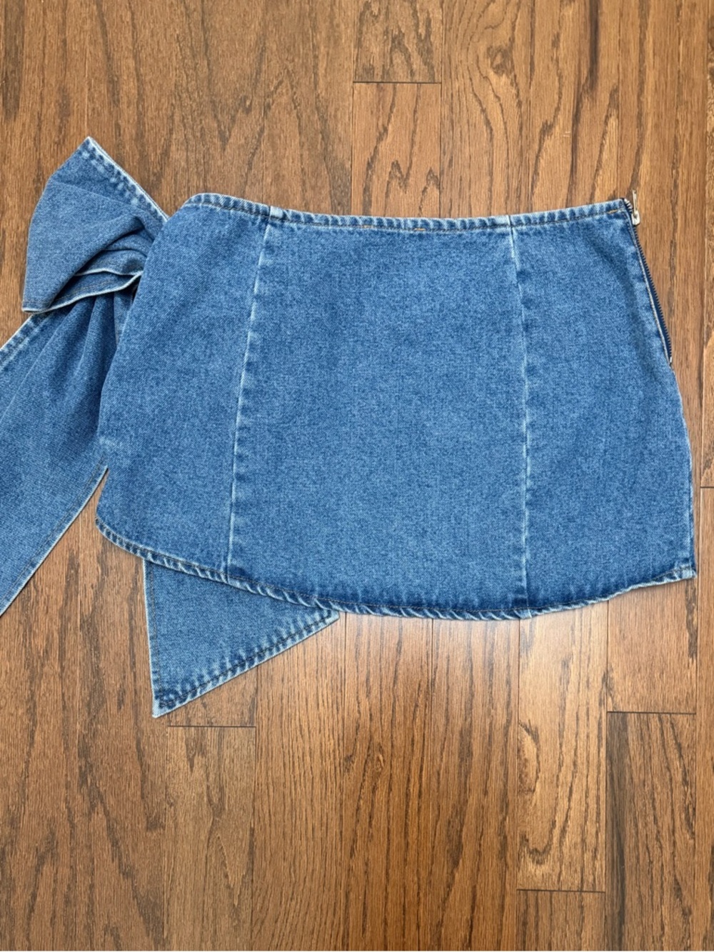 Emory Park Blue Denim Mini Skirt with Side Bow Wrap - Picture 6 of 8